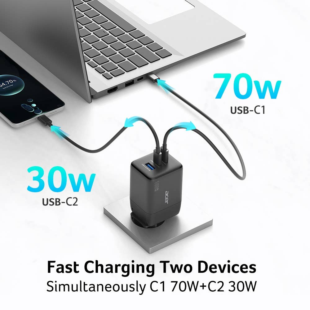 Acer GaN Charger 100W with detachable EU/UK plugs 5