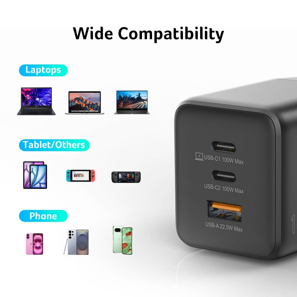 Acer GaN Charger 100W with detachable EU/UK plugs 4