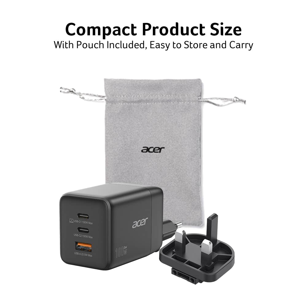 Acer GaN Charger 100W with detachable EU/UK plugs 3